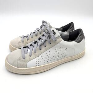 P448 John Low Top Sneakers Shoes Lace-Up Women's White/Black Size US11.5-12 EU42